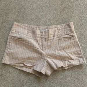 Striped beige linen shorts